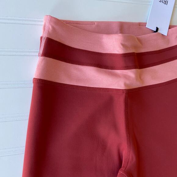 Revolve Iris & Ink S Cayenne Red Pink Stripe High Waist Full Pantaloni Legging - Picture 5 of 10